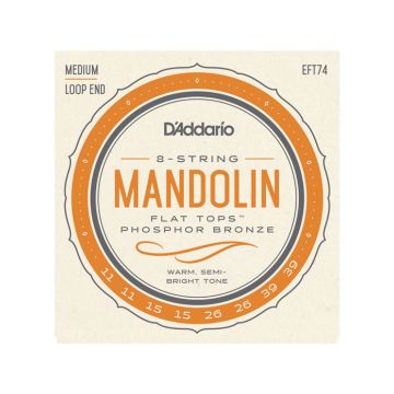 Preview van D'Addario EFT74 Mandolin Flat tops Medium Loop-end semi-flattened phosphor bronze