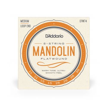 Preview van D'Addario EFW74 mandolin 11-36 Medium, Flat Wound, Stainless Steel