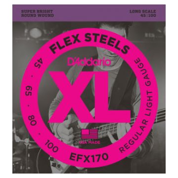 Preview van D&#039;Addario EFX170 FlexSteel roundwound Light, 45-100, Long Scale