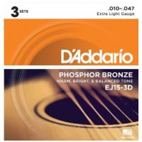 Thumbnail van D&#039;Addario EJ15-3D 3PACK Extra Light - Phosphor bronze