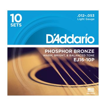 Preview van D&#039;Addario EJ16-10P 10PACK Light - Phosphor bronze