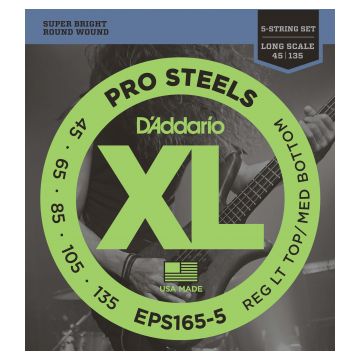 Preview van D&#039;Addario EPS165-5 XL ProSteels Regular Light Top/Medium Bottom