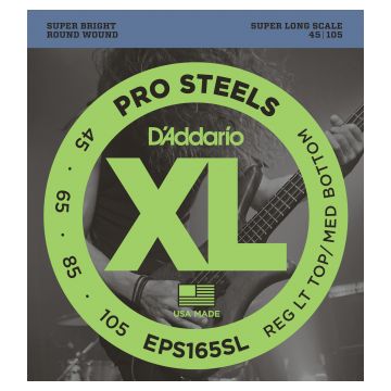 Preview van D&#039;Addario EPS165SL ProSteels Bass, Custom Light, 45-105, Super Long Scale