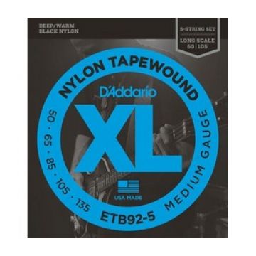 Preview van D&#039;Addario ETB92-5 Long scale Black Nylon Tapewound