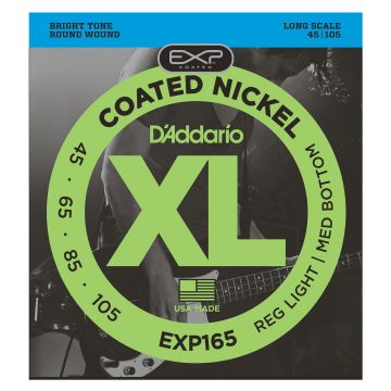 Preview van D&#039;Addario EXP165 Coated Nickel Wound Bass, Light Top/Medium Bottom, 45-105, Long Scale