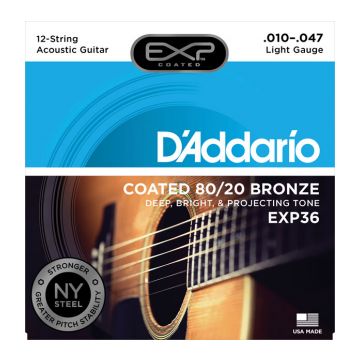 Preview van D&#039;Addario EXP36 Coated 80/20 Bronze, 12-String, Light, 10-47