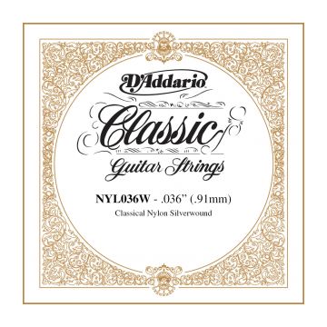 Preview van D&#039;Addario NYL036W Silver-plated Copper Classical Single String .036