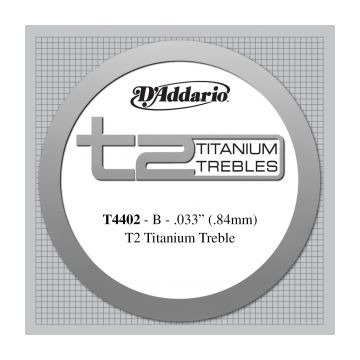 Preview van D&#039;Addario T4402 T2 Titanium Treble Classical Guitar Single String, Extra-Hard Tension, Second String