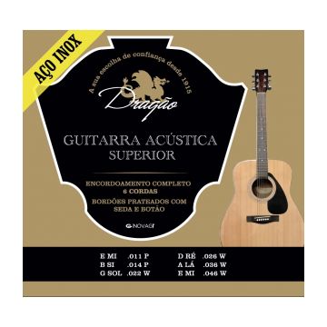 Preview van Drag&atilde;o D079 Guitarra Acustica  Superior  Stainless 11-46 Silverplated ball-end Wound B and G