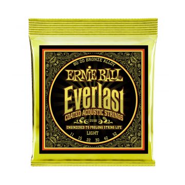 Preview van Ernie Ball 2558 Everlast Light Coated 80/20 Bronze Acoustic Guitar Strings - .011 - .052