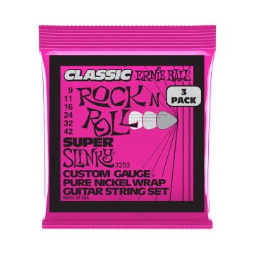 Preview van Ernie Ball 3253 Super Slinky  Classic Rock n Roll Pure Nickel 3-Pack