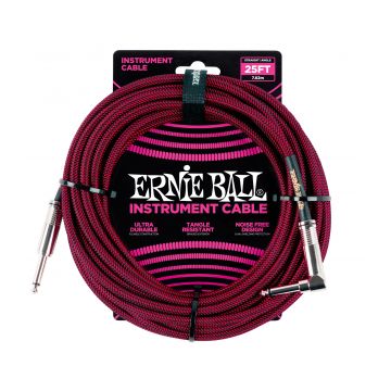 Preview van Ernie Ball 6062 25' Braided Straight / Angle Instrument Cable - Black / Red