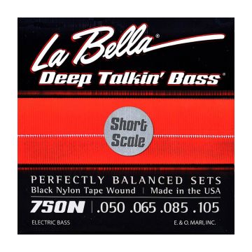 Preview van La Bella 750N-S Black Nylon Tape Wound Short Scale