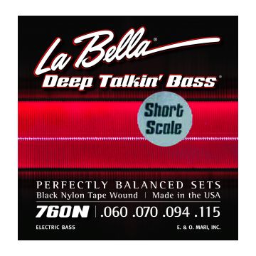 Preview van La Bella 760N-S Black Nylon Tape Wound Short Scale