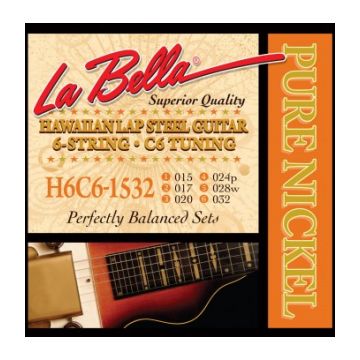 Preview van La Bella H6C6-1532 Hawaiian Lap Steel Guitar, Pure Nickel &ndash; 6-String C6 Tuning 15-32