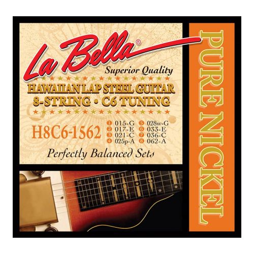 waarom Zeeslak kopen La Bella H8C6-1562 Hawaiian Lap Steel Guitar, Pure Nickel – 8-String C6  Tuning 15-62 Electric Guitar Lapsteel