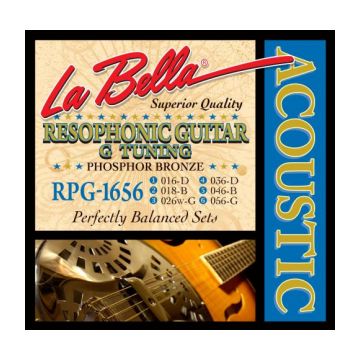 Preview van La Bella RPG-1656 Resophonic &ndash; G 16-56 RESONATOR PHOSPHOR BRONZE ACOUSTIC GUITAR STRINGS 16-56 G tuning