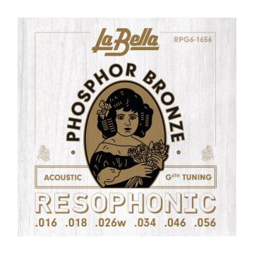 Preview van La Bella RPG6-1656 Resophonic &ndash; G6th 16-56 RESONATOR PHOSPHOR BRONZE ACOUSTIC GUITAR STRINGS 16-56 G 6th tuning