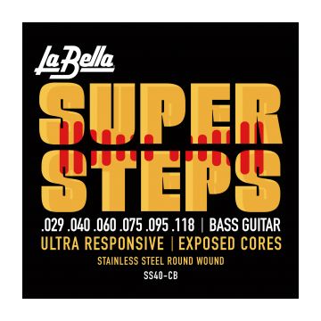 Preview van La Bella SS40-CB Super Steps, 6-String &ndash; Extra Light 29-118  long scale