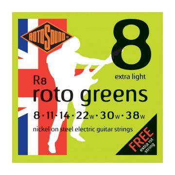 Preview van Rotosound R8 Roto &#039;Greens&#039; Extra light nickel