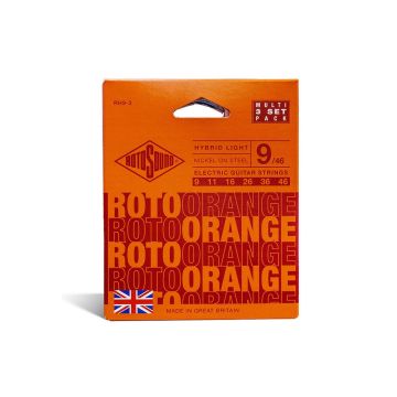 Preview van Rotosound RH9-3 Roto &lsquo;Orange&rdquo;  Hybrid light nickel 3-pack