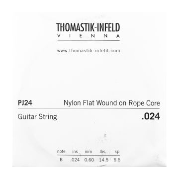 Preview van Thomastik PJ24 Single .024 Nylon Flat Wound on Rope Core
